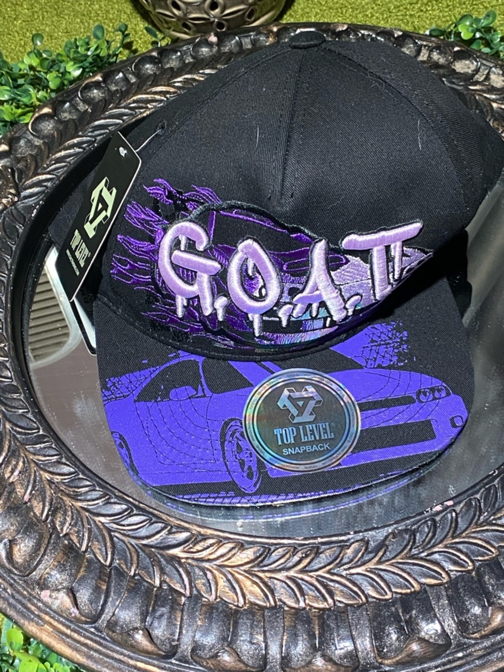 Top Level GOAT Black & Purple Snapback Hat